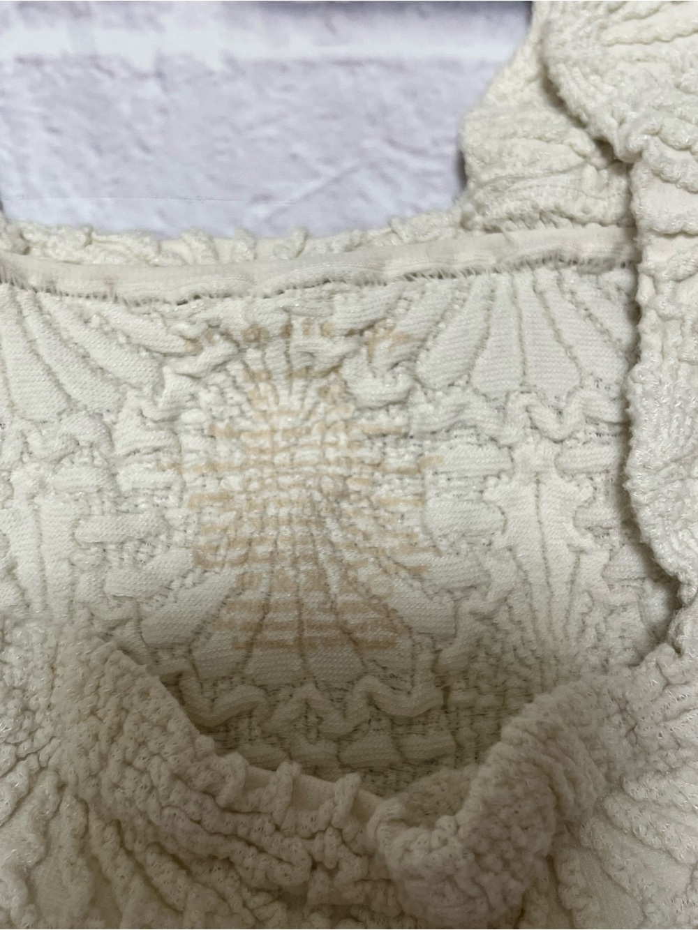Free People intimately Textured sunburst Crochet-Style ivory White Tank Top xs/s - Picture 3 of 4